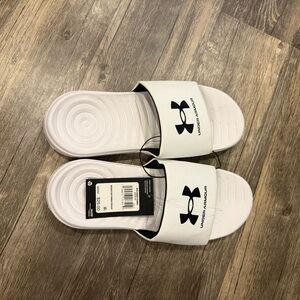 Under Armour White Slide Sandals